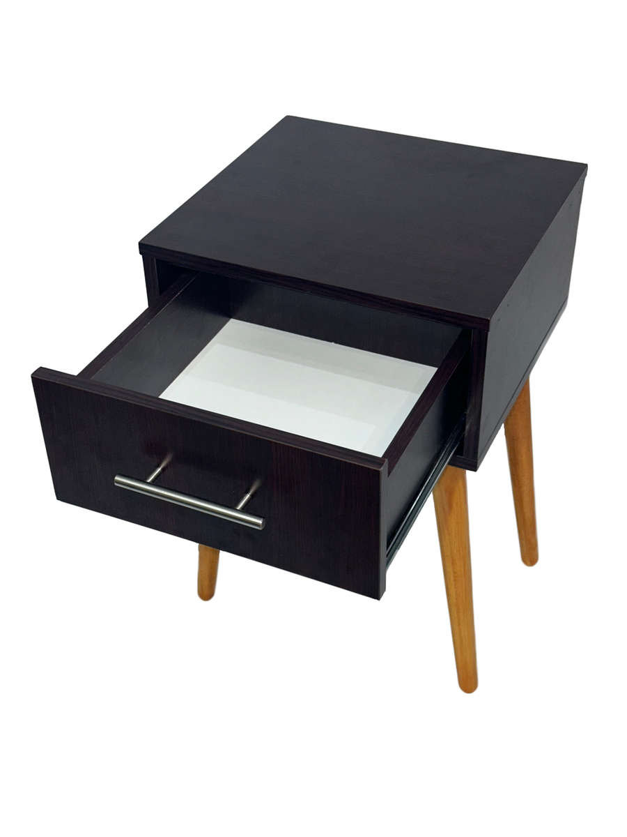 Tall-Legged Single-Drawer Nightstand- Natural Oak