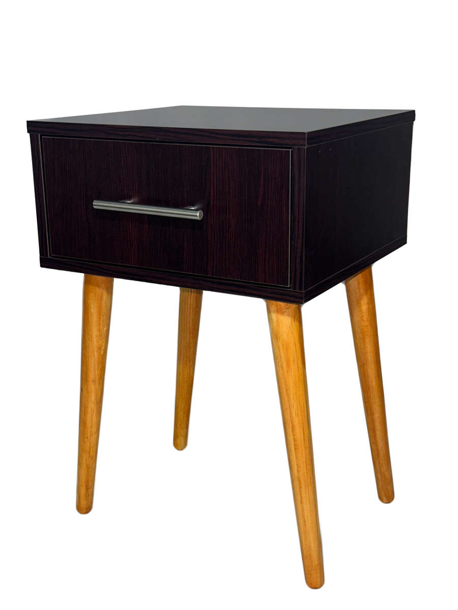 Tall-Legged Single-Drawer Nightstand- Natural Oak