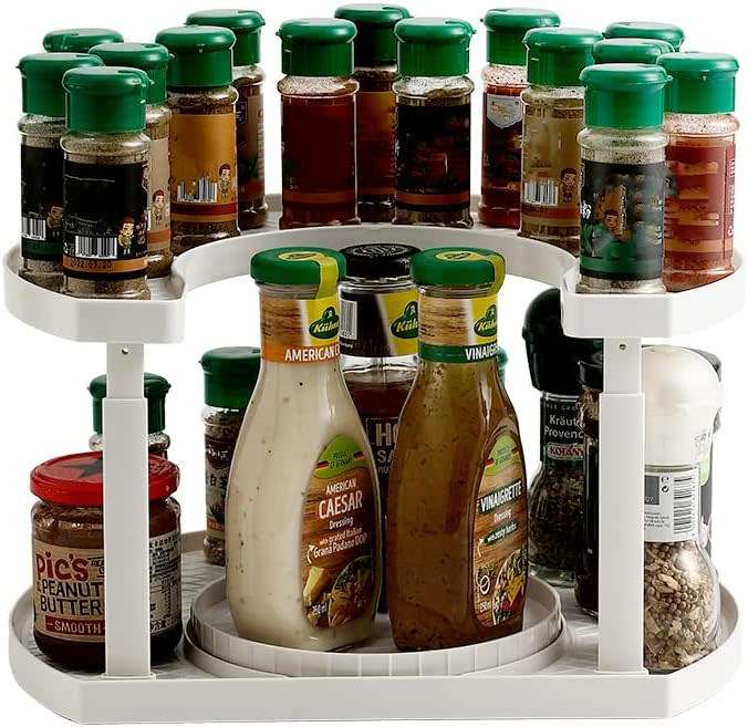 D-Shape Two Tier 360 Rotatable Spice Organizer