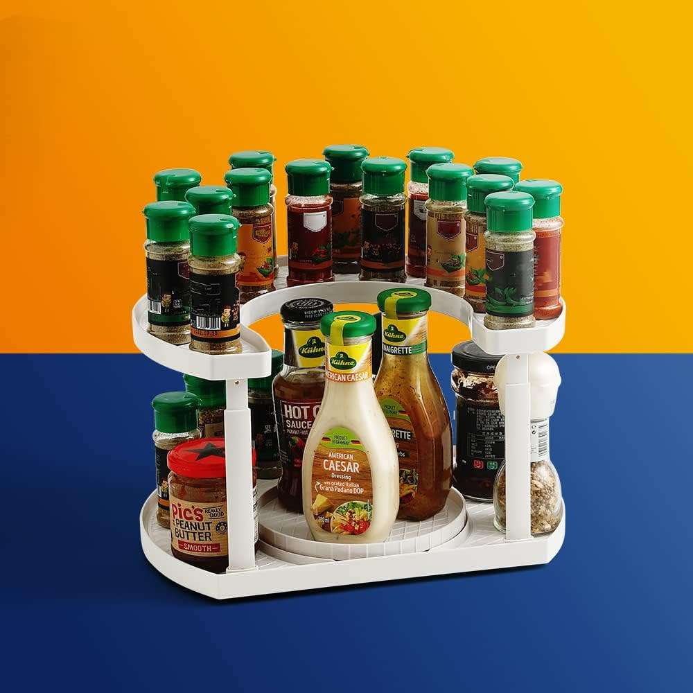 D-Shape Two Tier 360 Rotatable Spice Organizer