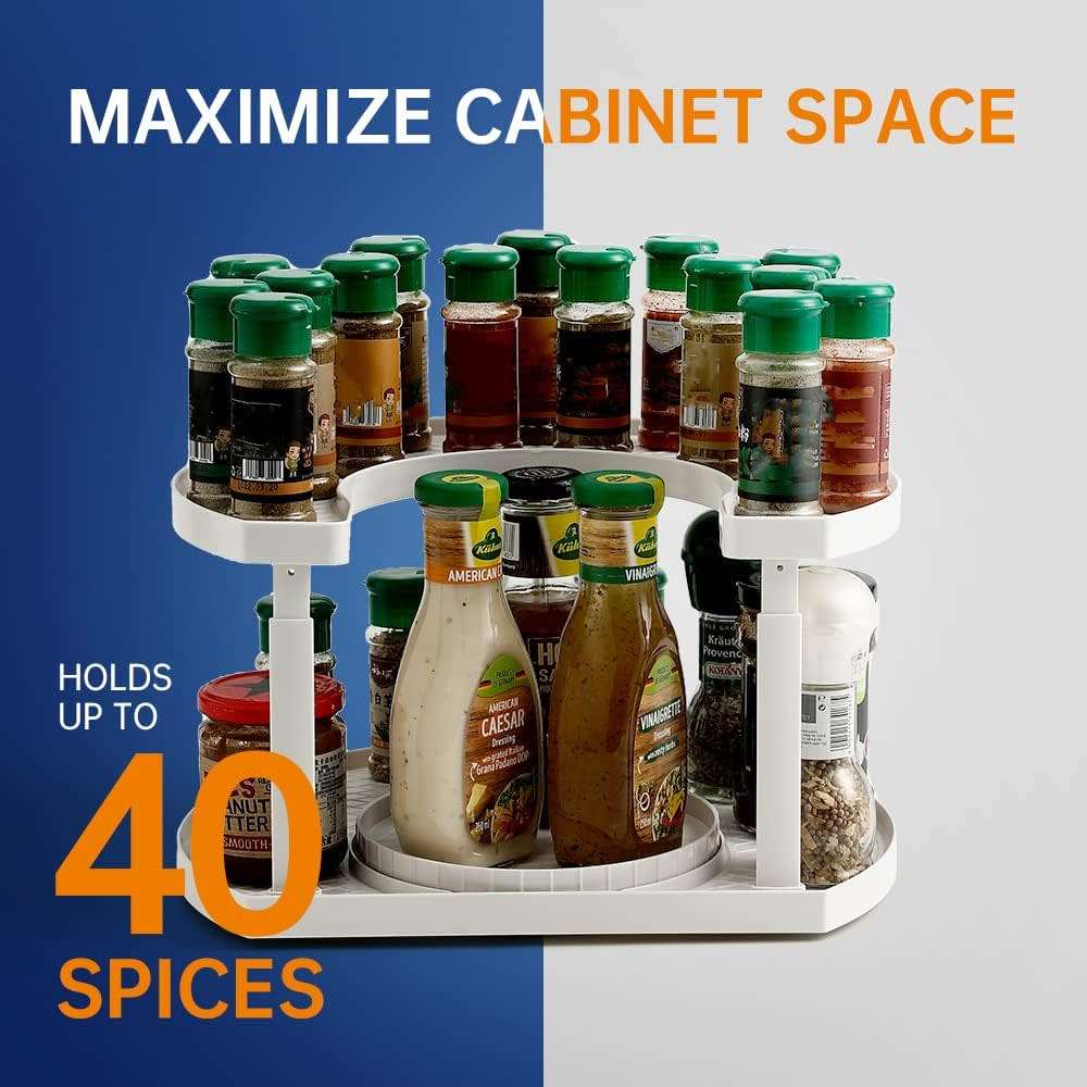 D-Shape Two Tier 360 Rotatable Spice Organizer