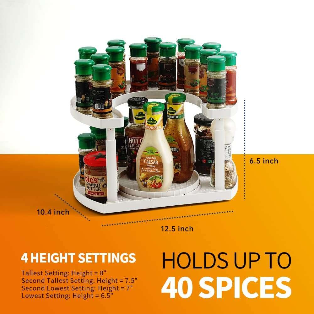 D-Shape Two Tier 360 Rotatable Spice Organizer