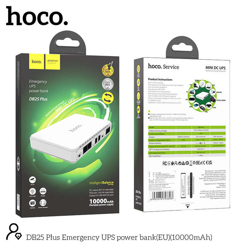 HOCO Smart Mini DC UPS & Powerbank 10000mAh -DB25 Plus