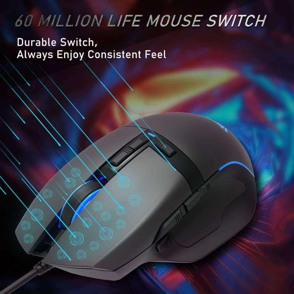 AULA F808 10 Button Gaming Mouse -RGB Backlit- DPI Adjustable