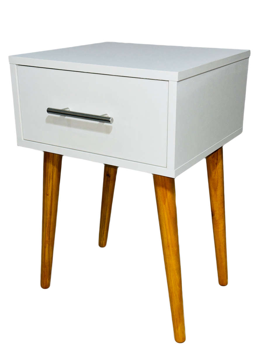 Tall-Legged Single-Drawer Nightstand- Natural Oak