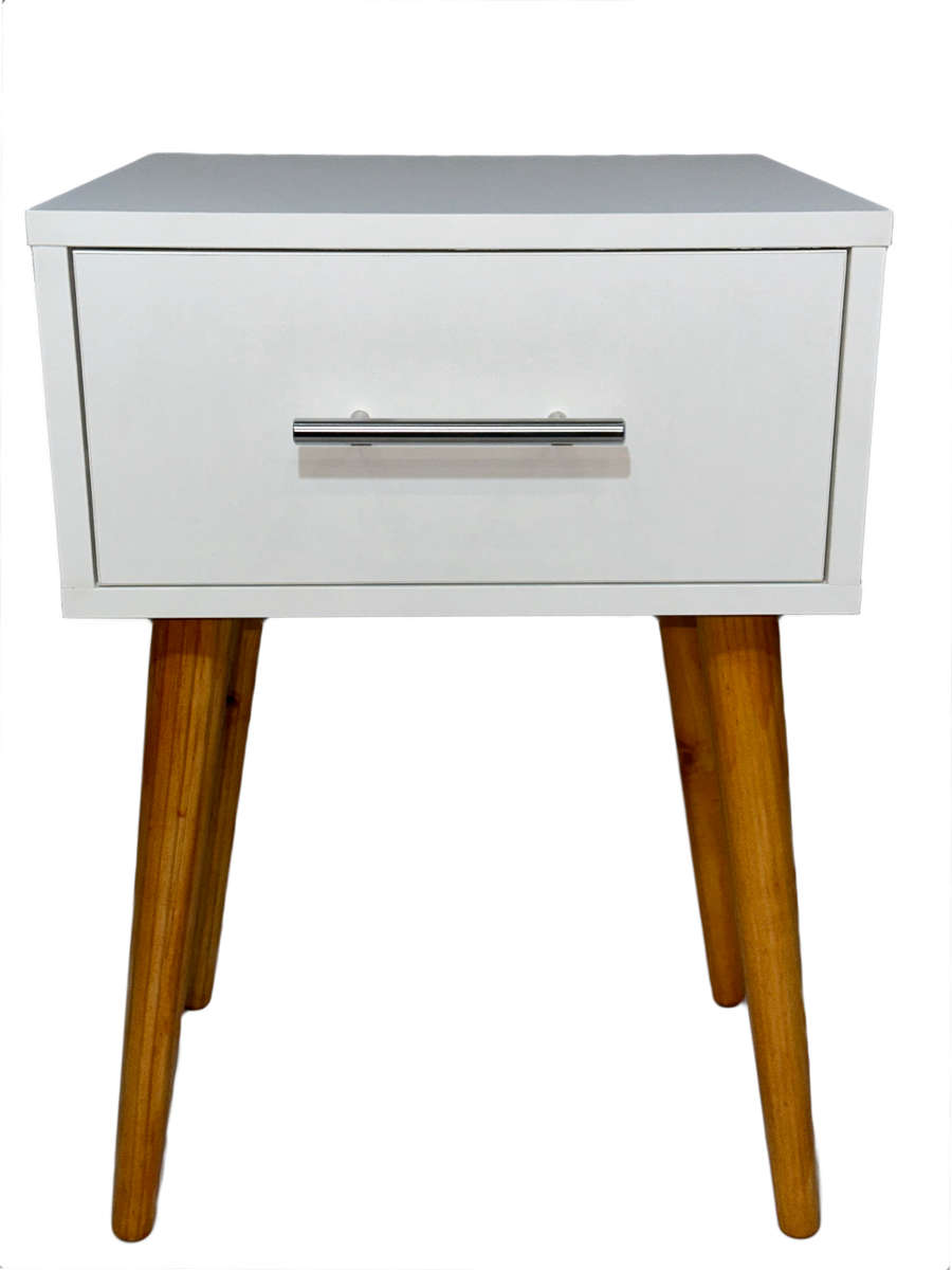 Tall-Legged Single-Drawer Nightstand- Natural Oak