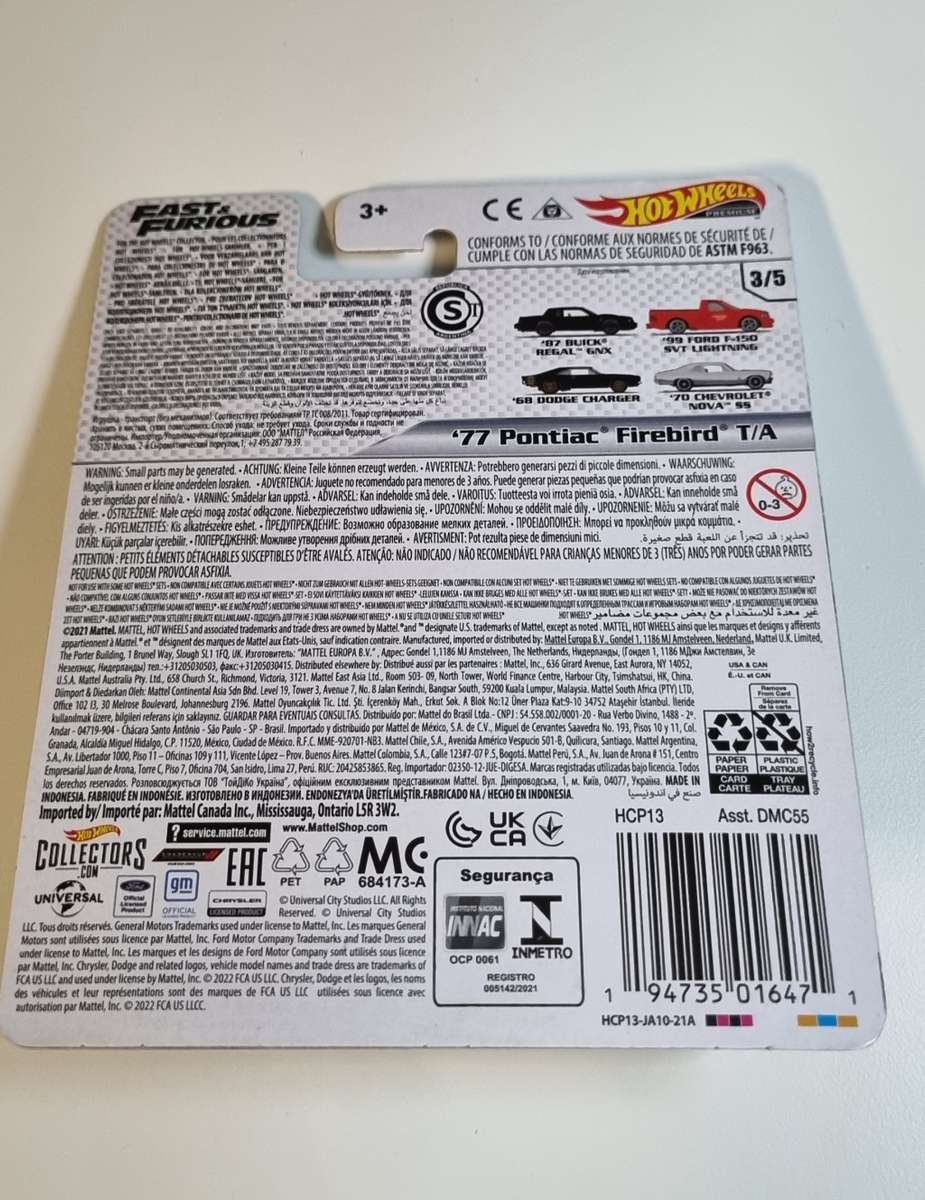 Hot Wheels Premium Fast & Furious 77 Pontiac Firebird T/A