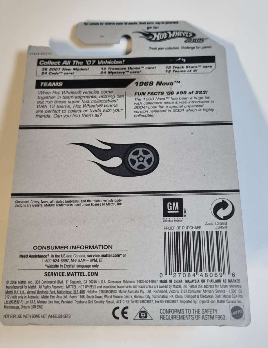 Hot Wheels 1968 Nova Red Line
