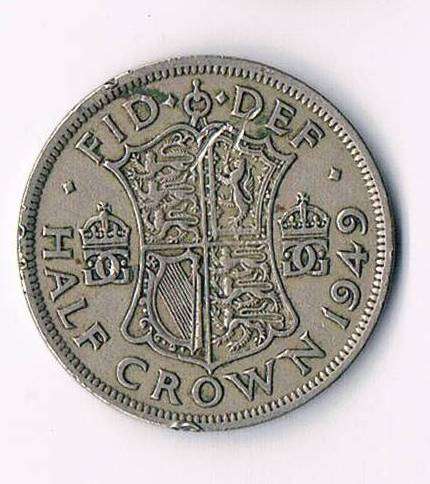 1949 George VI Half Crown coin