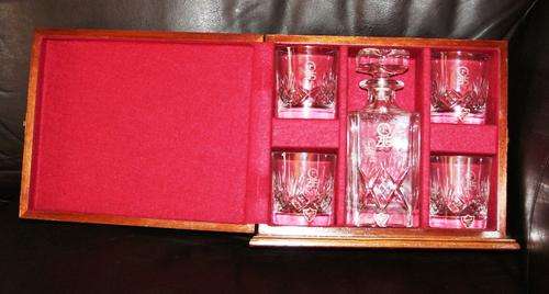 Somerset Crystal Hand Cut Decanter and Glasses