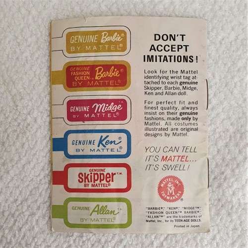 Vintage Original 1960s Barbie Skipper Outfit Booklet (1963) - hard to find