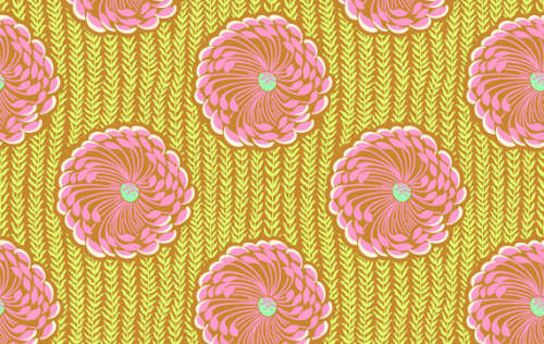 Amy Butler Soul Blossoms Quilting Fabric (Dehli Blooms in saffron) 0.5 yard - Rare OOP