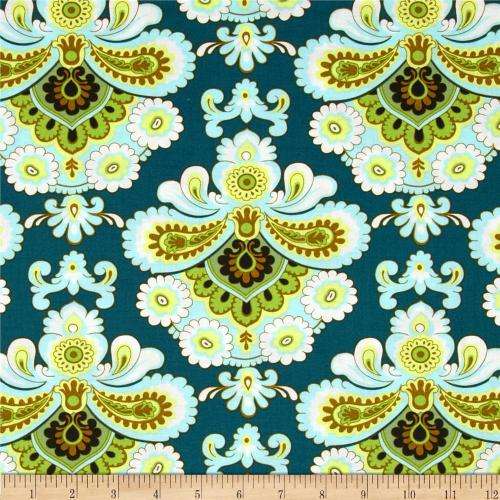 Amy Butler Belle Quilting Fabric (French Wallpaper in teal) 1 yard - Rare OOP