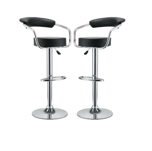 Store Demo Bar Stools with Arms and Chrome Base - Set of 2 - Black