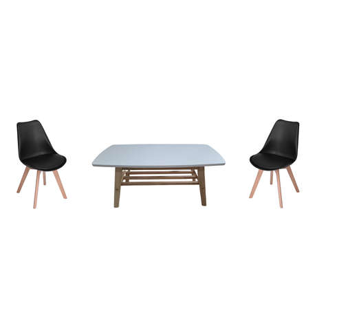 Store Demo Modern Wooden Table - White with 2 x Frankfurt Chairs