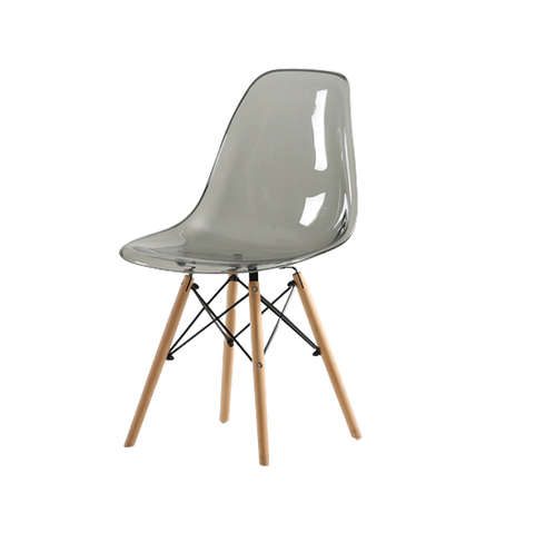 Store Demo Modern Grey Transparent Dining Wooden Leg Chair