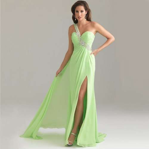 AFFORDABLE collection blue green purple chiffon one shoulder lace up back  dress SEXY !!!