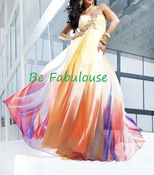 NEW COLLECTION  multicolor chiffon one shoulder studded Matric farewell evening dress!!!