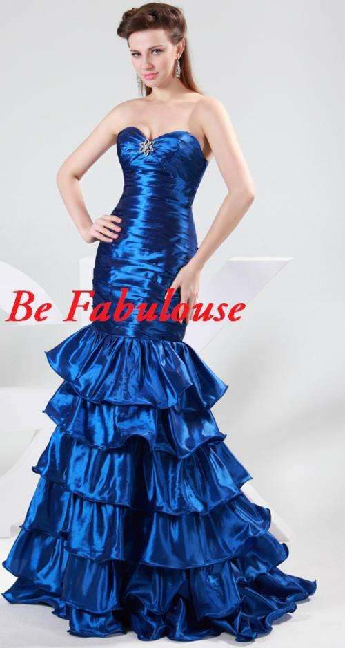 AFFORDABLE collection Blue satin off shoulder ruffle lace up back cocktale dress !!!