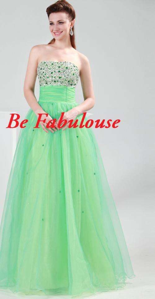 Green taffeta lace up back off shoulders evening cocktale dress !!!