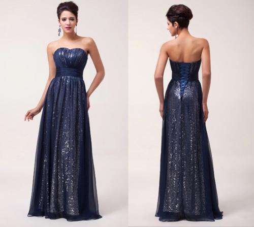 *IN STOCK* USA 10-UK 14 Navy Blue sequinned off  shoulders Chiffon FREE OVER NIGHT DELIVERY!!!!