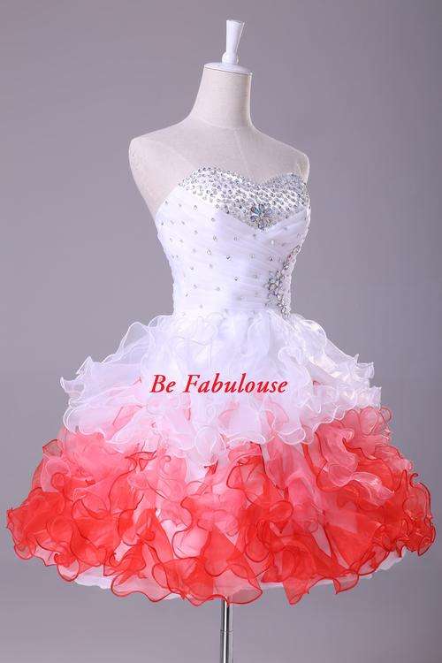 White ombre organza tutu off  shoulders cocktale dress !!!