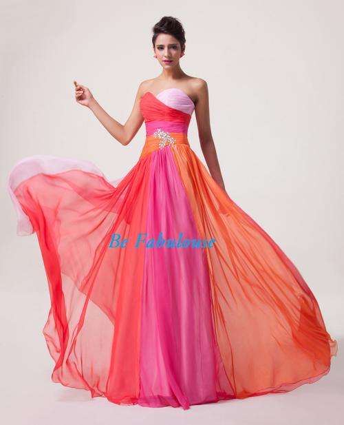 *IN STOCK*  USA 16- uk 20 Stunning Multicolour PINK chiffon off shoulder dress !! Free shipping!!!