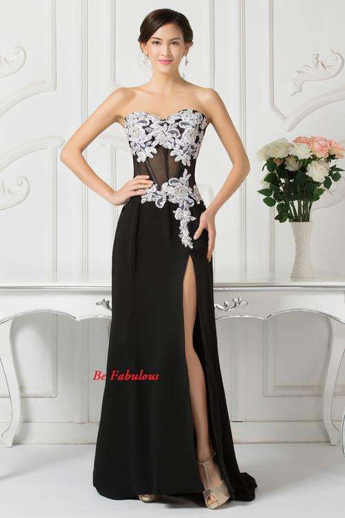 NEW INN Black leg slit corset lace Deco chiffon cocktale dress !!!