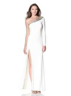 Authentic ABS By Allen Schwartz Designer USA6/UK10 Cream leg slit beaded dress !!! FREE DELIVERY!!!