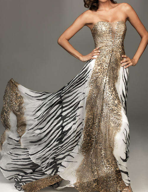 LEOPARD animal printing gold VERY sexy Matric farewell evening  off shoulder dress FREE SHIPPING!!!