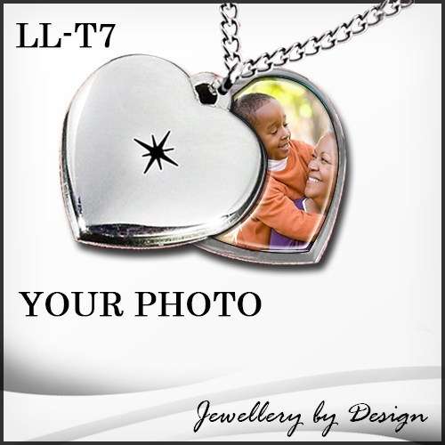 HEART LOCKET & CHAIN WITH YOUR PHOTO + FREE ENGRAVING (LL-T7)