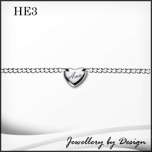 Delicate Stainless Steel heart on a 290mm ankle chain. Comes with free engraving.