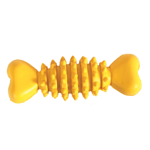 YELLOW SPIKE BONE DOG CHEW TOY (12.5cm)