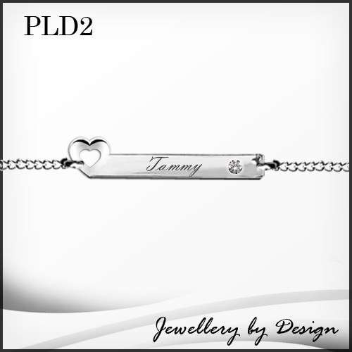 HEART & DIAMANTE BRACELET + FREE ENGRAVING