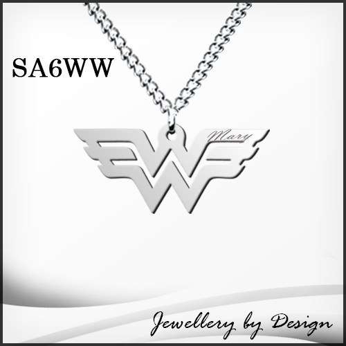 NEW! WONDER WOMAN PENDANT ON CHAIN + FREE ENGRAVING (SA6WW)