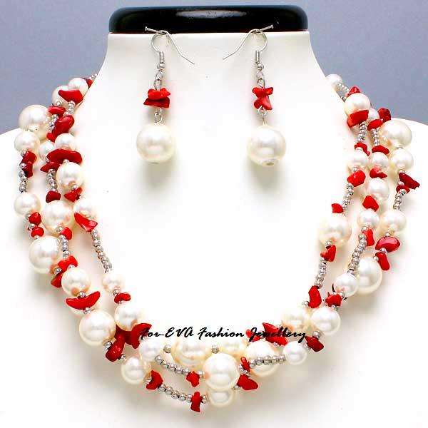 LOW R1,00 start - BEAUTIFUL RED CORAL & PEARL NECKLACE