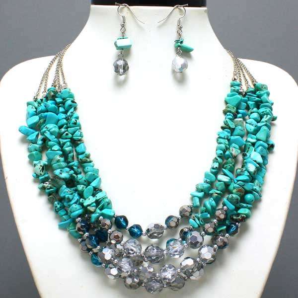 ELEGANT TURQUOISE NATURAL STONE NECKLACE SET