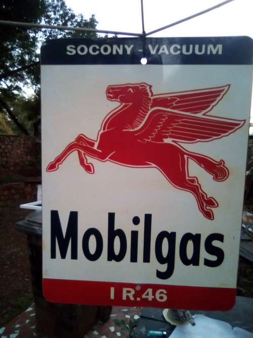mobilgas steel sign