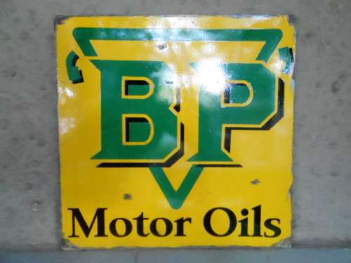 bp motor oils metal sign