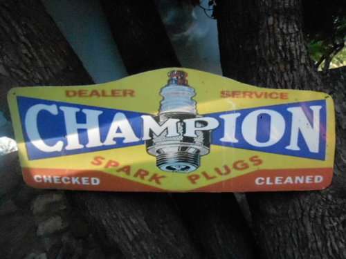 champion spark plugs metal sign