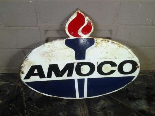 amoco metal painted vintage look sign