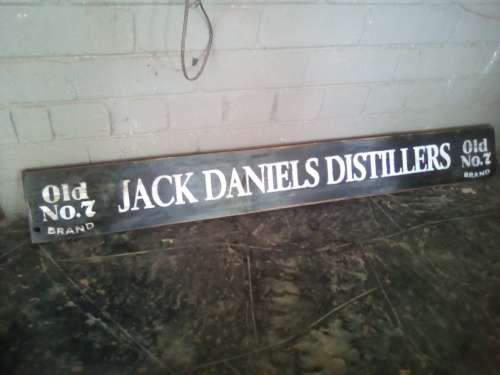 jack daniels distillers wooden painted sign