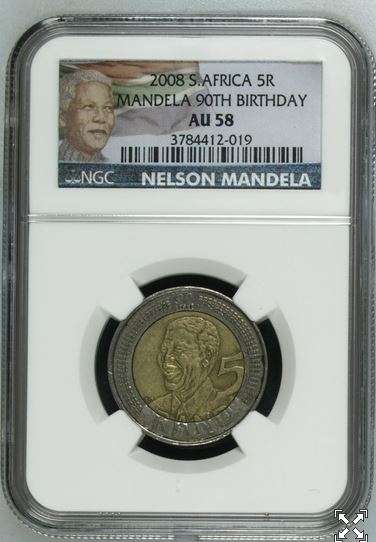 NGC AU58 GRADED LIMITED EDITION 90TH BIRTHDAY R5 COIN. RARE GRADE