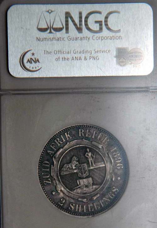 1896 ZAR 2 Shillings NGC AU 50
