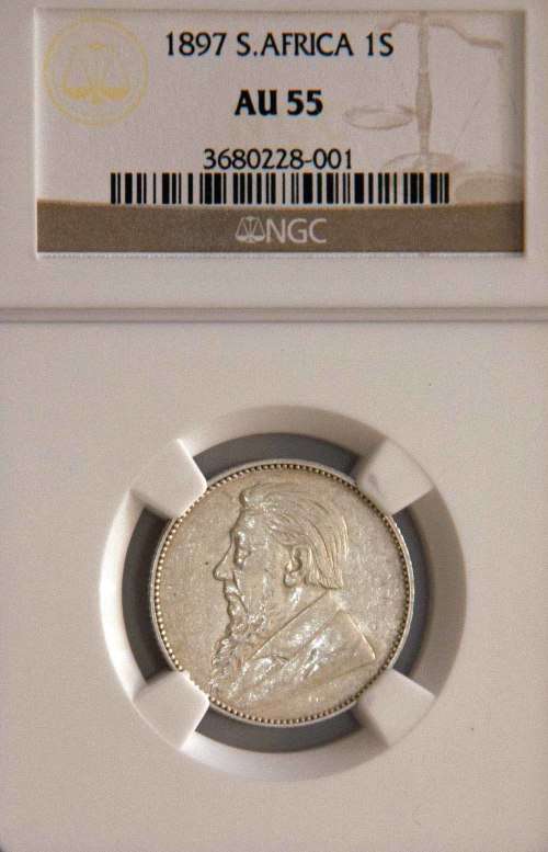 1897 ZAR 1 Shilling NGC AU 55