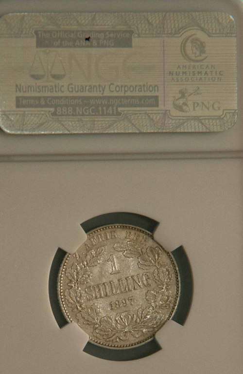 1897 ZAR 1 Shilling NGC AU 55
