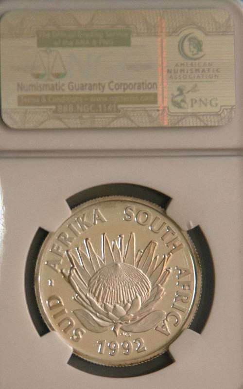 1992 South Africa Silver R 1 Coinage Centennial PF 69 Ultra Cameo