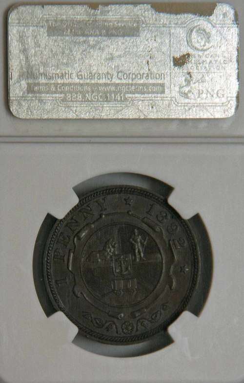 1892 ZAR Penny NGC MS 62 BN