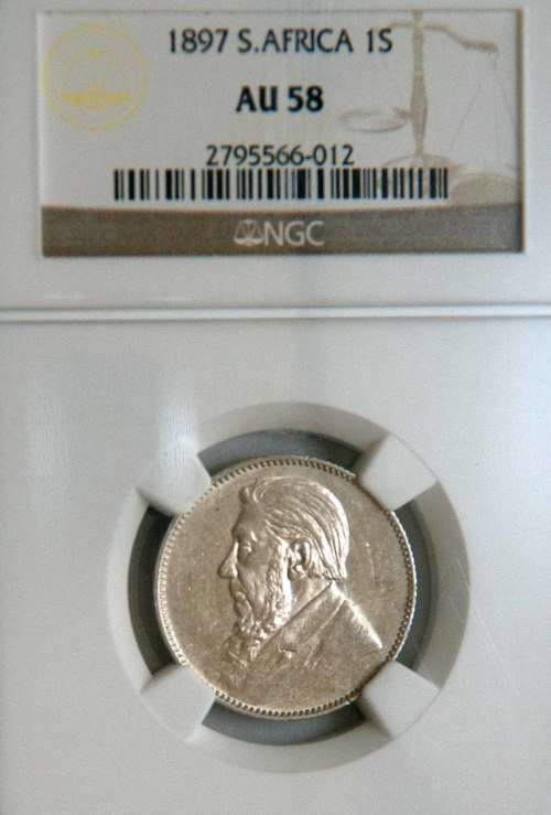 1897 ZAR 1 Shilling NGC AU 58