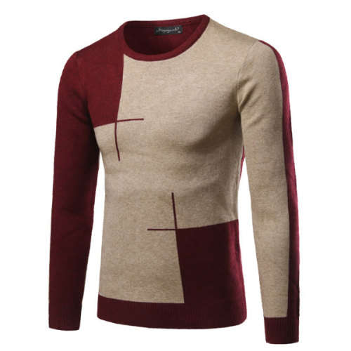 Men's Cute Dark Red O-Neck Sweater